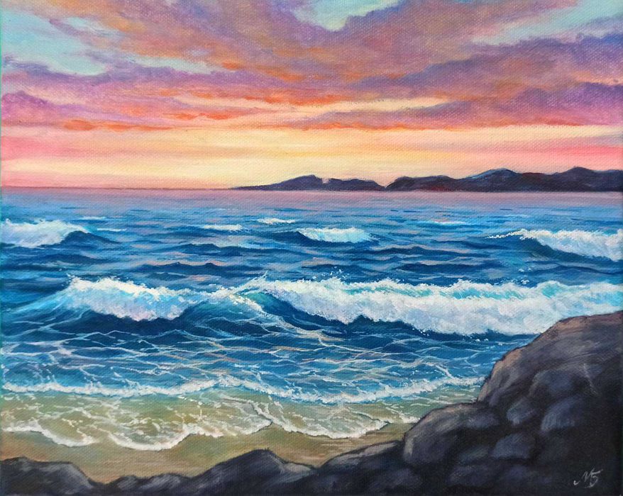 Маслена картина "Морски залез"