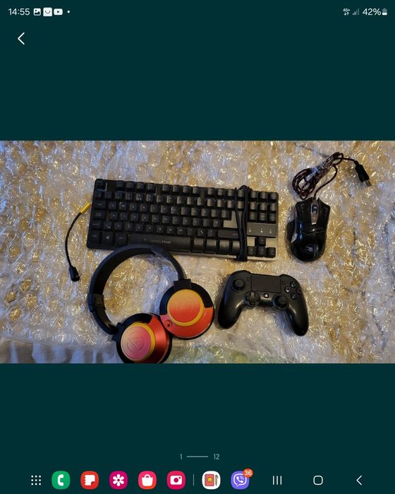 Мишка и клавиатура, джойстик,слушалки PlayStation 4. Става и за PC