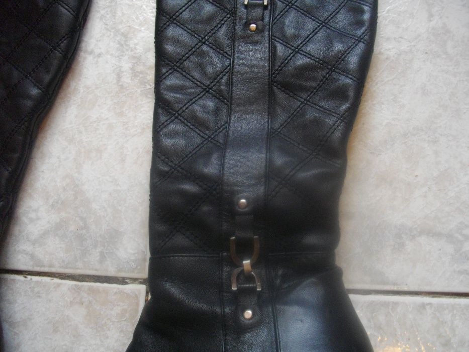 №39-Естествена Кожа-Дамски Ботуши-Чизми-Тънък Ток-REM-Почти Нови-480мм