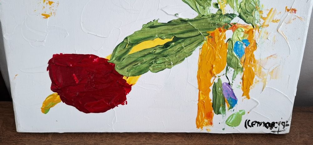 Картина с абстрактен букет цветя-30/30 см