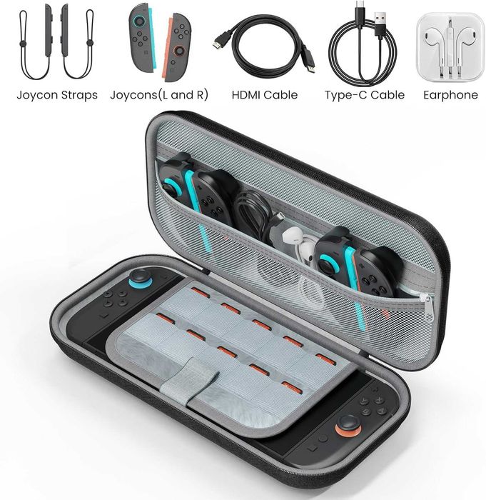Husă transport compatibilă cu Nintendo Switch 2, 10 sloturi jocuri