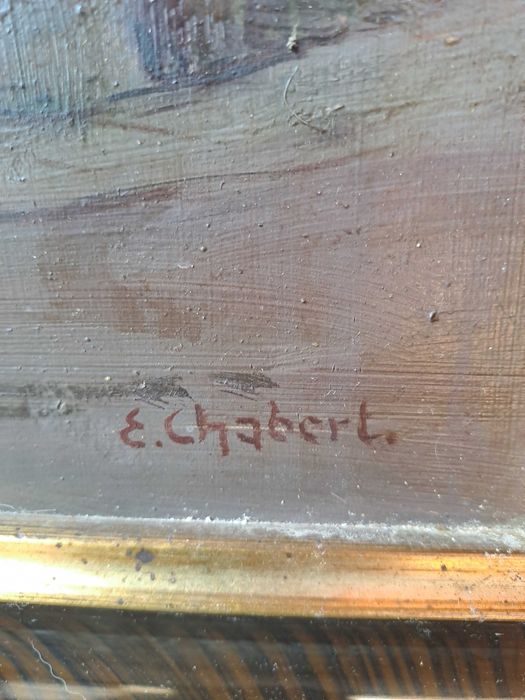 tablou pictura pe pfl semnat Egon Chabert 51/61 cm