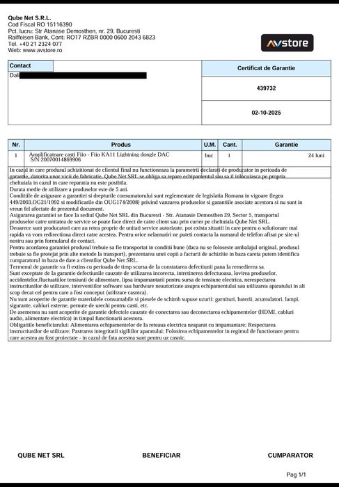 DAC și amplificator hi-fi căști Fiio KA11 (iPhone, lightning)