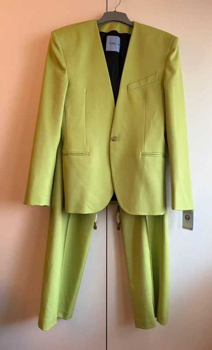 Costum Thierry Mugler x H&M - Sacou și Pantaloni cu decupaje - Verde Neon - Nou