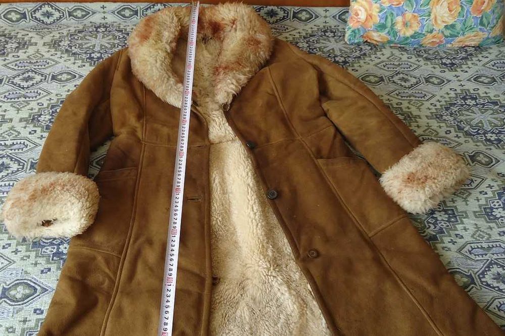 Дамски дълъг кожух-агнешка кожа естествена-монголия