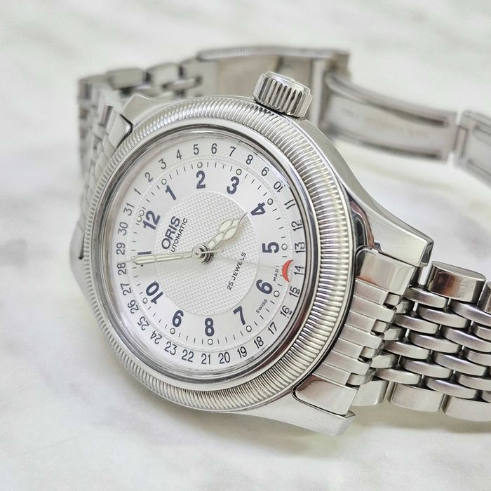 Ceas bărbătesc automat ORIS Big Crown Pointer Date 7503 vintage, 44 mm, argintiu cod 37216
