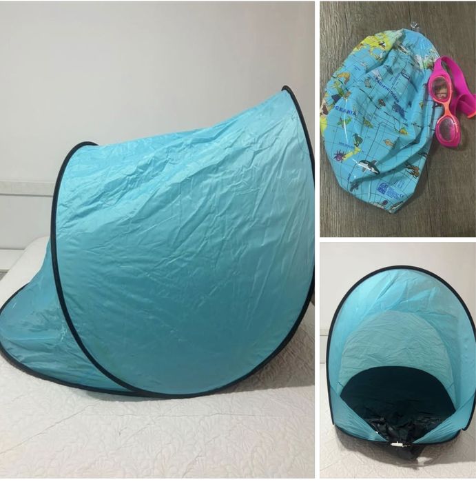 Lot camping cort pliabil , minge si ochelari