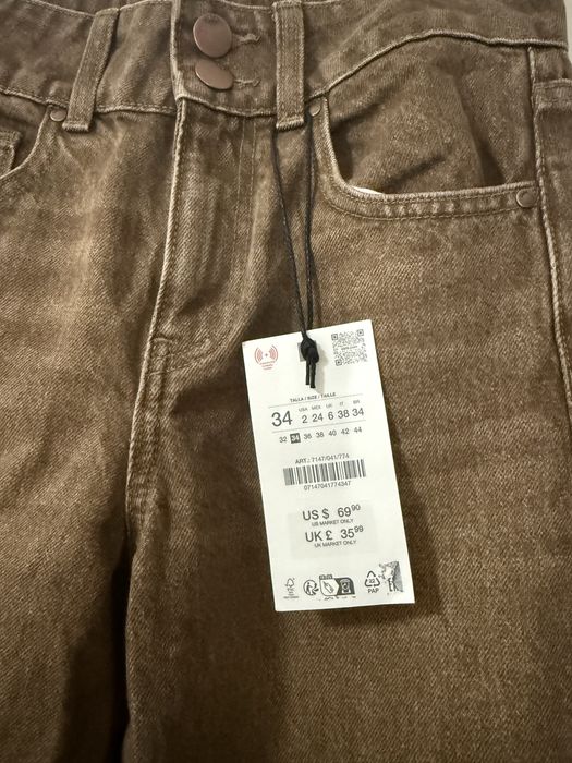 Rust brown zara wide leg jeans