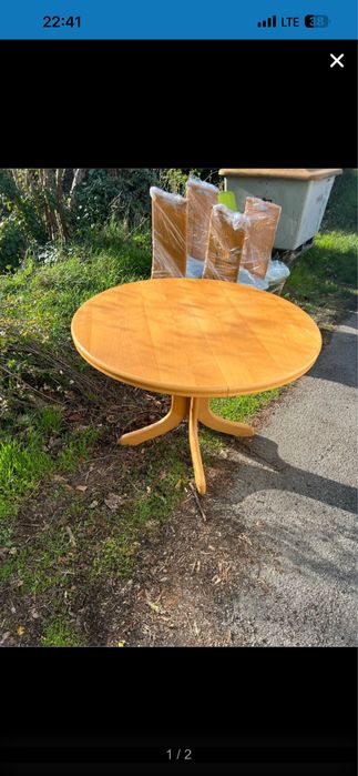 Masa rotunda extensibila lemn masiv+ 4 scaune