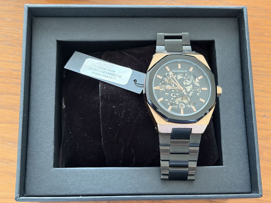 Ceas Walter Bach Skeleton Gold & Black Automatic - Nou la Cutie