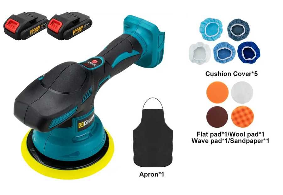 Безчеткова Акумулаторна Полирмашина GISAM   Ексцентрик с 2 Батерии