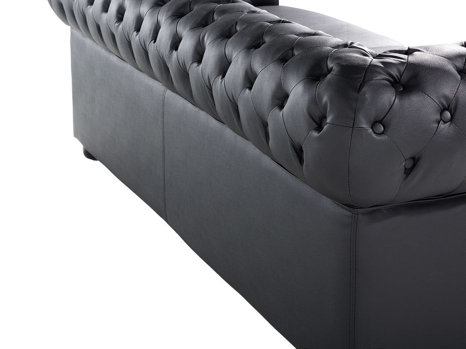 PROMOTIE! NOU Canapea "CHESTERFIELD", piele naturală, negru