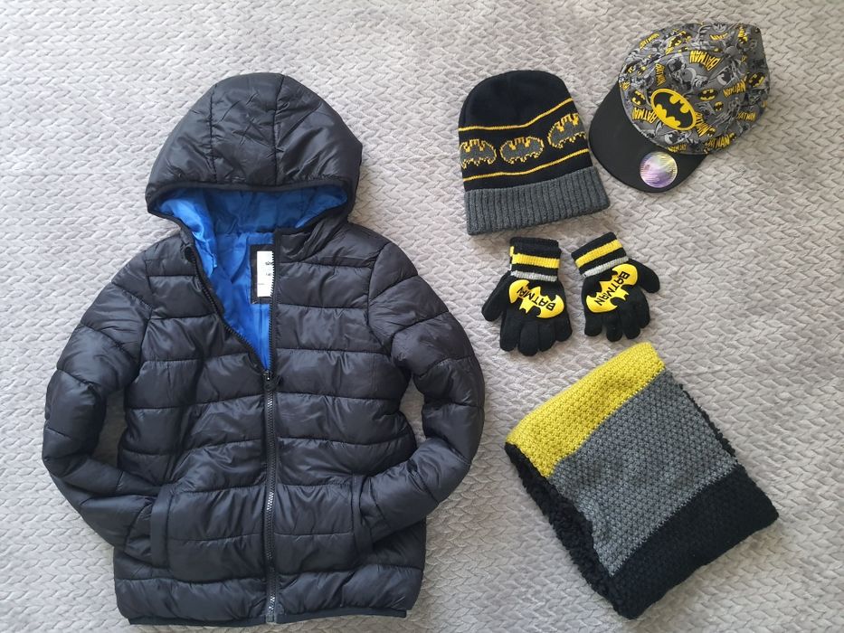 ЛОТ-Черно яке, шапка,шал,ръкавици 140 р-р