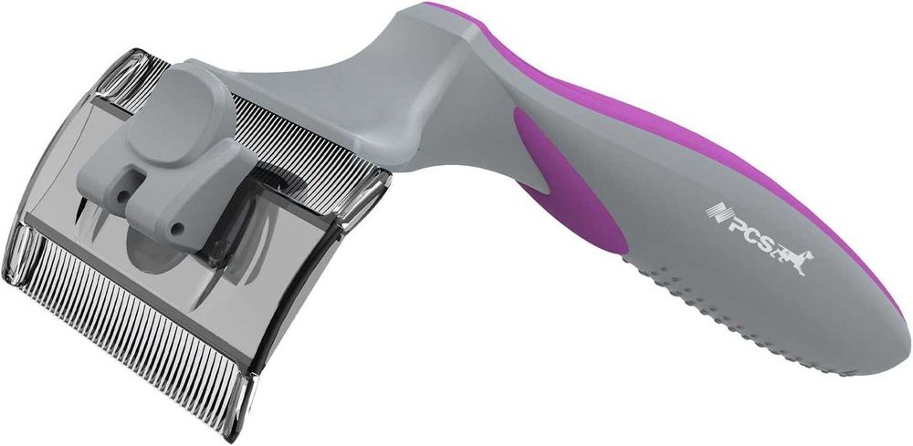 Двустранен фурминатор с бутон за козината за куче и котка