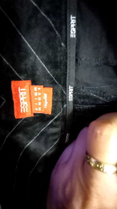 Pantaloni Espirit catifea negri cu dungi fine, moderni, UK , 38-40