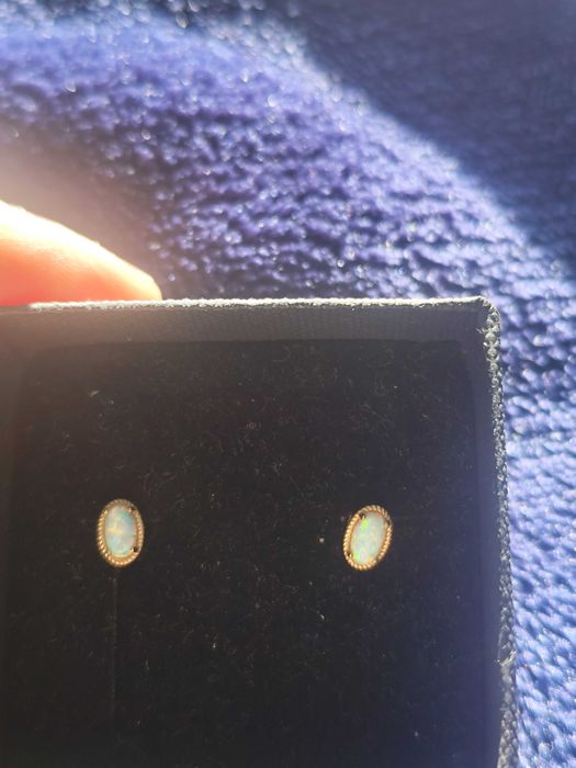 Cercei aur 14k Cu opal sintetic