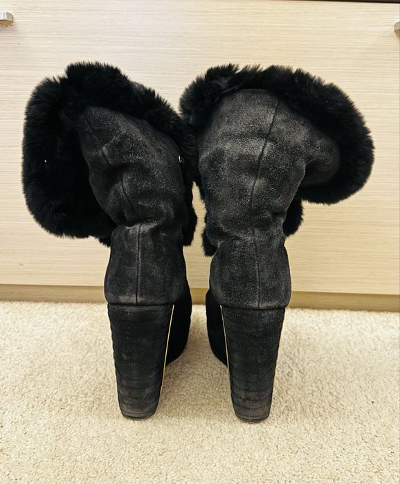 Cizme blana naturala si piele intoarsa si imblanite