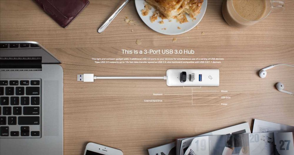 Адаптер HUB UE330C USB 3.0 — адаптер 2 в 1