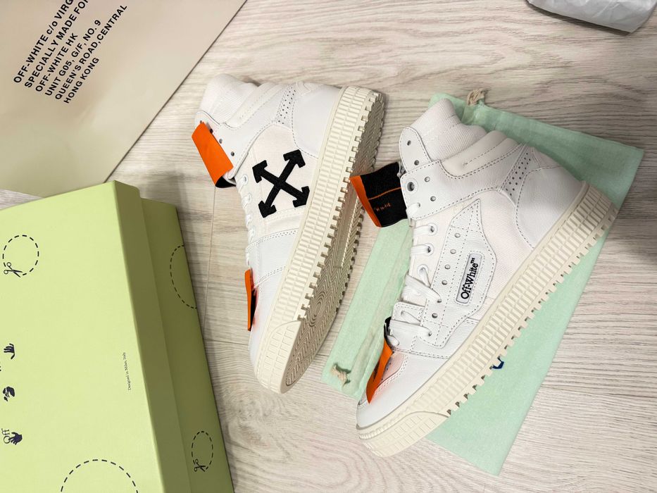 Adidasi OFF WHITE Court 3.0 - High White SNEAKERS Premium din Piele Full Box NOI