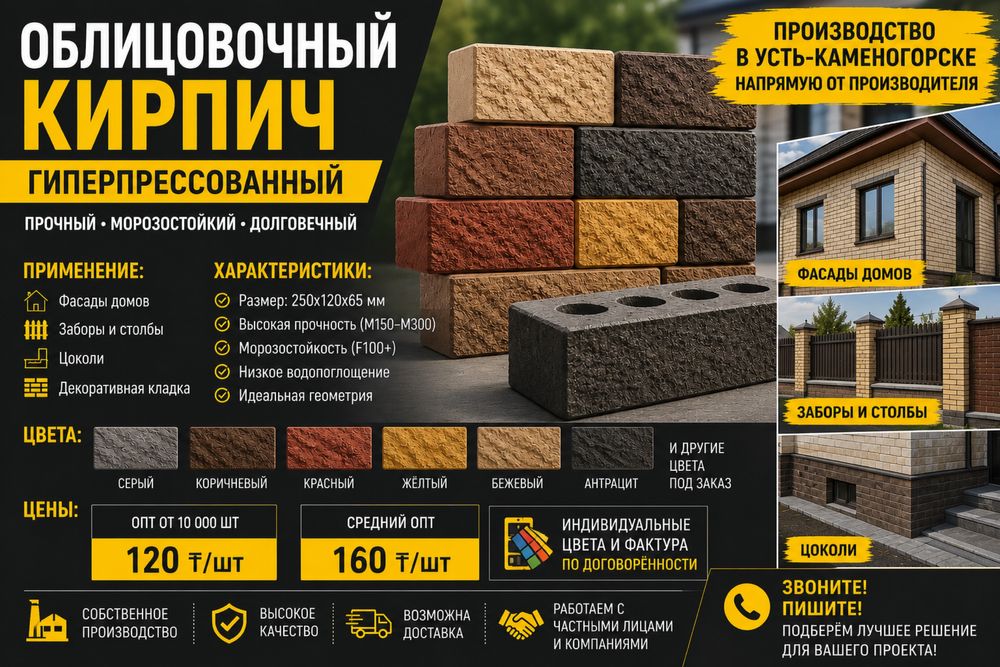 Облицовочный гиперпрессованый кирпич