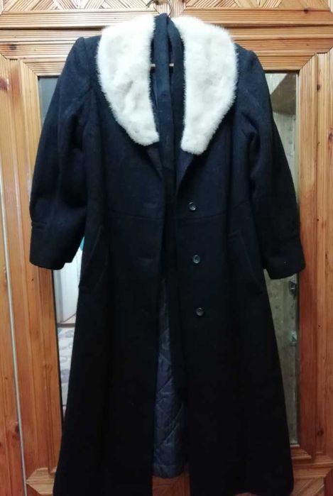 Пальто зимнее с норкой, винтаж, новое, размер 52