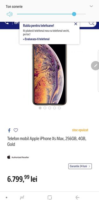 Vand IPHONE XS MAX, 256 Gb, Nou