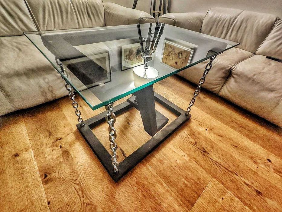 Masa de cafea din metal și sticlă.Tensegrity Table Steel & Glass