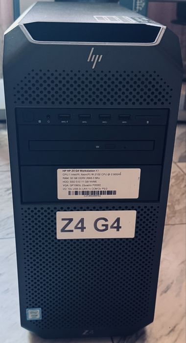 HP Z4 G4 Workstation Xeon W - 2102 @ 2,90 GHz, 32GB RAM, 512GB NVME SSD