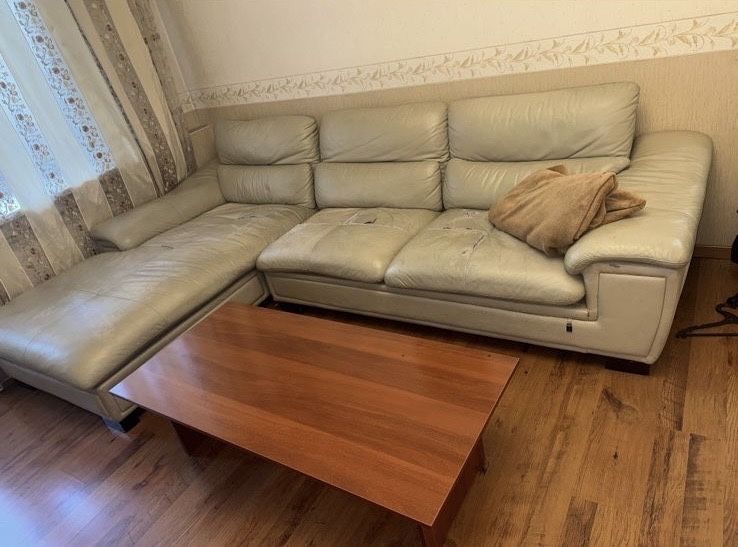 Продам кожанный диван, кресло