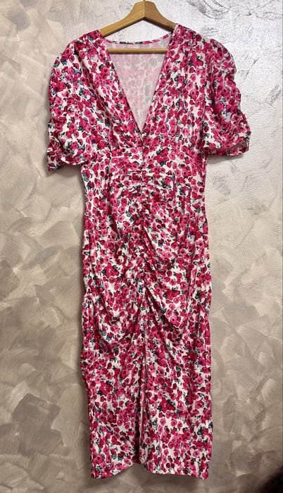 Rochie midi SHEIN florală, drapată, mărimea L