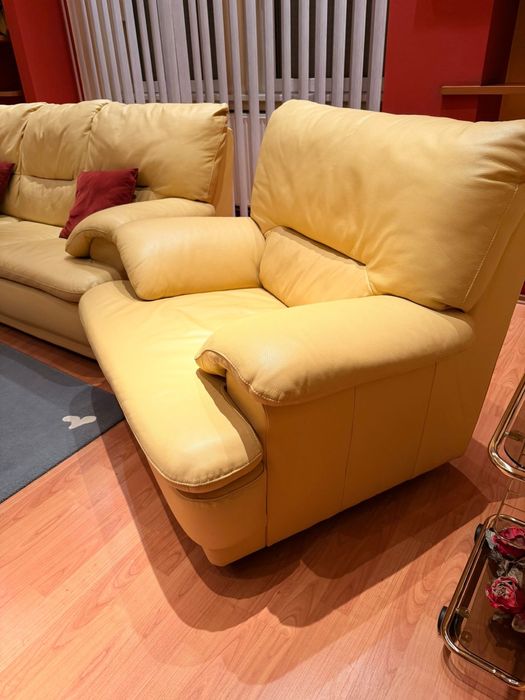 Canapea extensibilă piele + fotolii