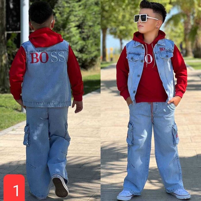 Blugi+vesta+ hanorac  băieți 3-14 ani