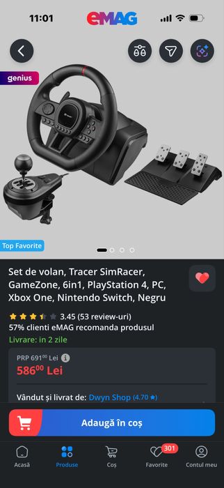 Volan TracerSimRacer PlayStation, PC, XBOX