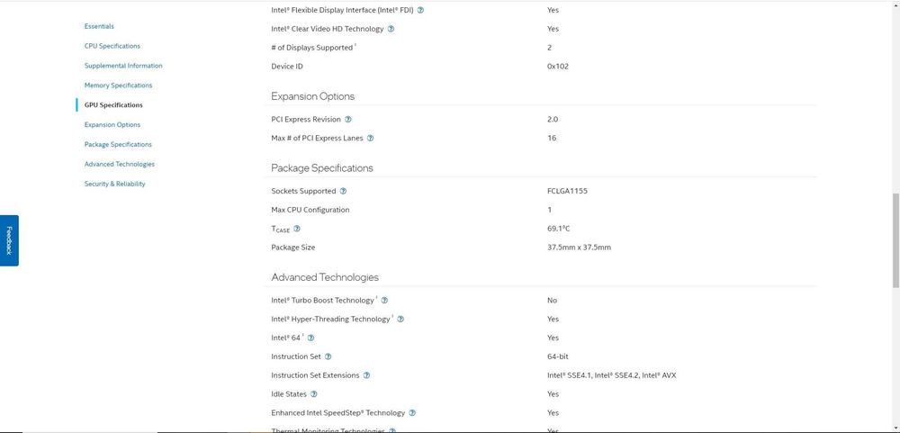 Intel® Core™ i3-2120 Processor 3M Cache, 3.30 GHz