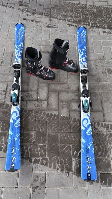 Горные лыжи + ботинки + палки — отличное состояние