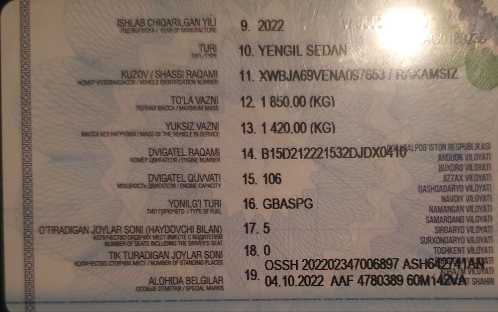 Cobalt avtomobili sotiladi kraskasi tozza