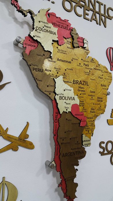 3D Yog‘och Dunyo Xaritalari, 3d karta mira, 3д карта мира