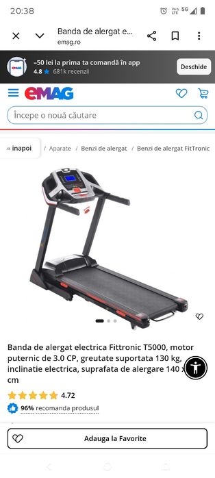 Banda de alergat fittronic T5000