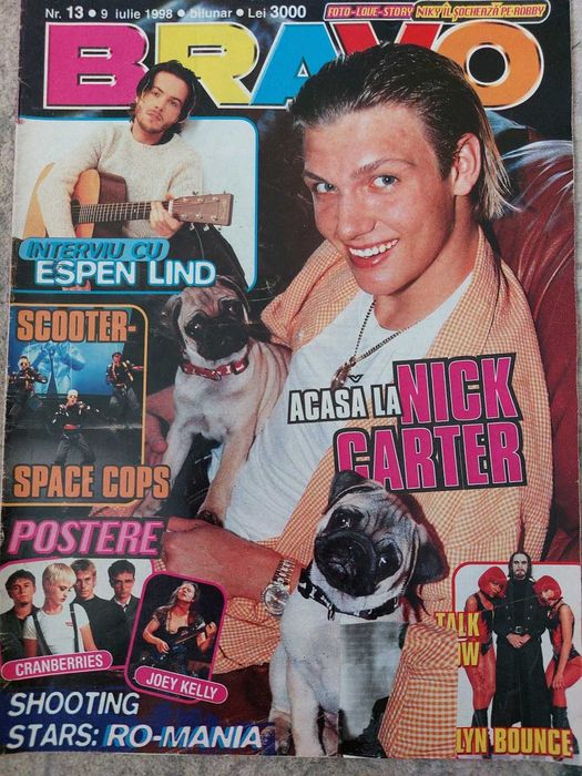Revista Bravo Romania anii 90 cu nick carter pe coperta nr 13 1998