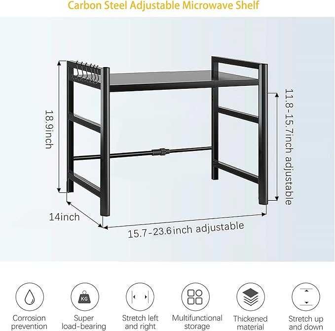 Разширяема поставка за микровълнова фурна,  стомана, здрава стойка,