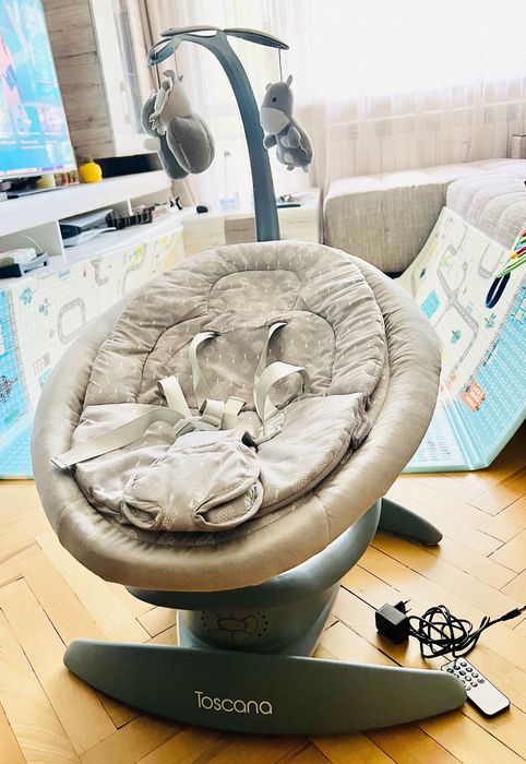 LORELLI Premium Електрическа люлка-шезлонг 2в1 TOSCANA 360° GREY TREES