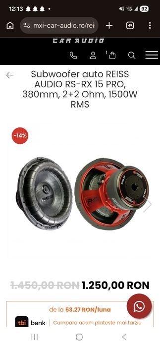 Subwoofer Reiss Rx15 PRO