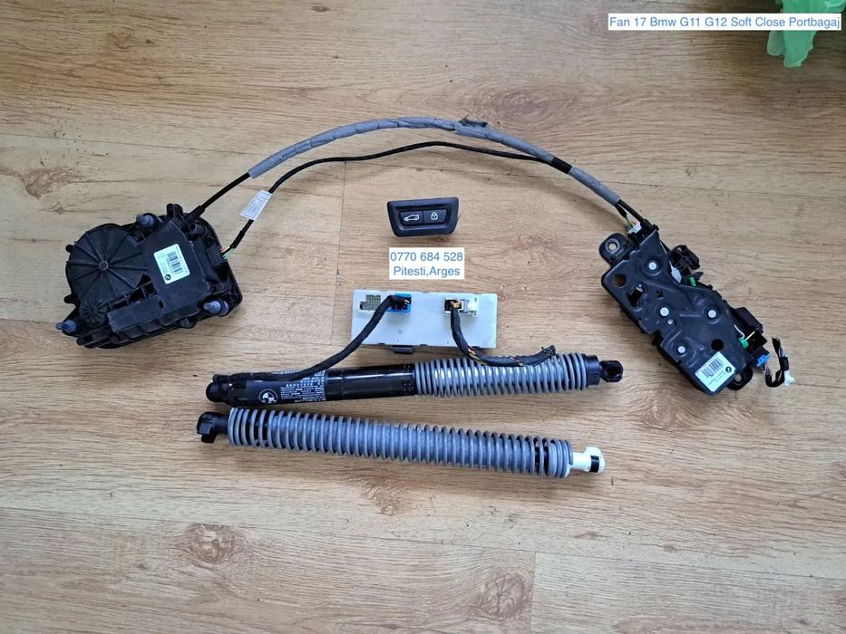 Set kit inchidere blocare portbagaj motoras soft close incuietoare telescop stanga telescop dreapta electric Ecu modul telescop comutator butoane comanda portbagaj bmw seria 7 G11 G12