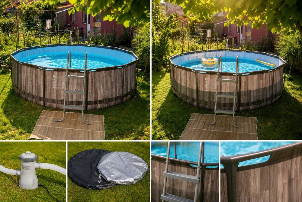 Bestway Power Steel 366x100 басейн + помпа, стълба и 2 покривала