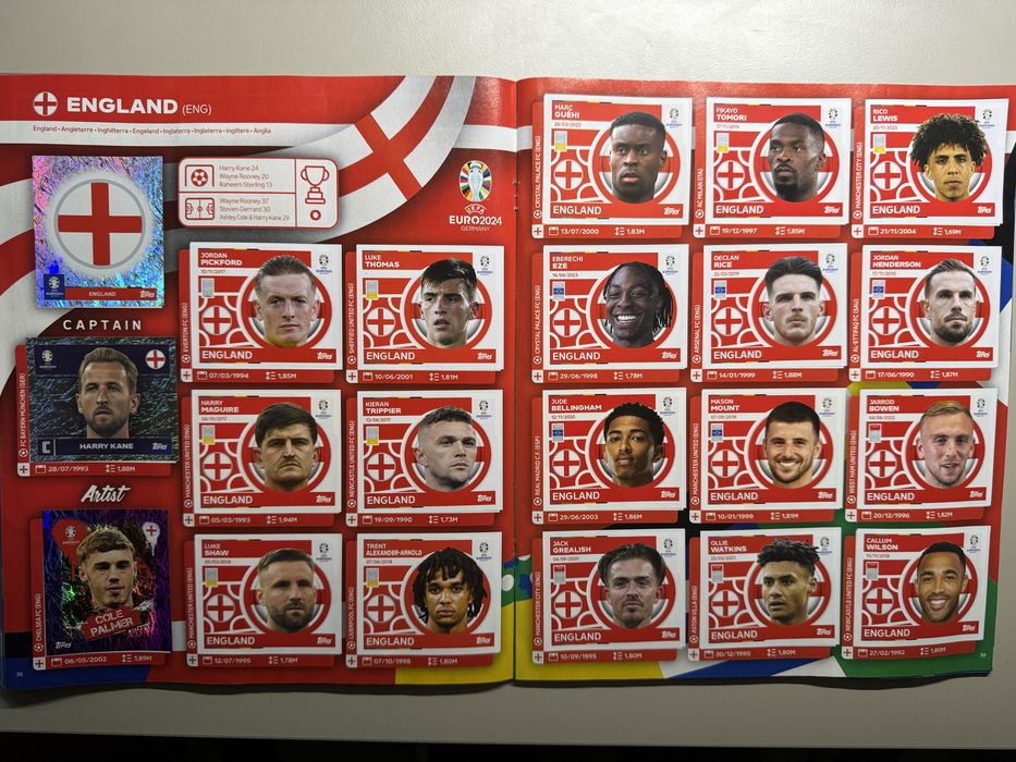 Продавам 100% попълнен албум Topps Euro 2024