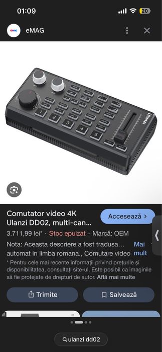 Nou.ULANZI DD02 Video Switcher for 4K Live Streaming - 4 Camera HDMI Inputs, Supports OBS, vMix, VLC, YouTube