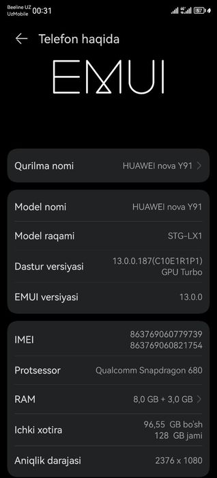 HUAWEI nova Y91.