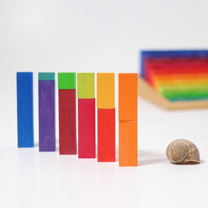 Set educativ pentru constructii si aritmetica Grimms - 100 piese lemn