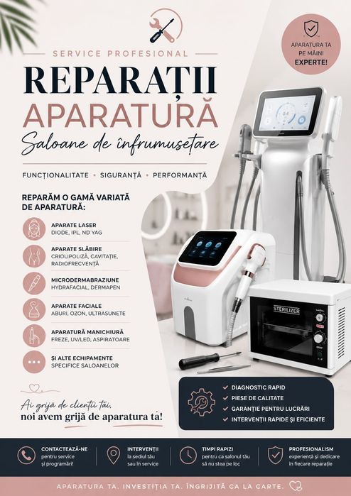 Reparații aparatură saloane de înfrumusețare