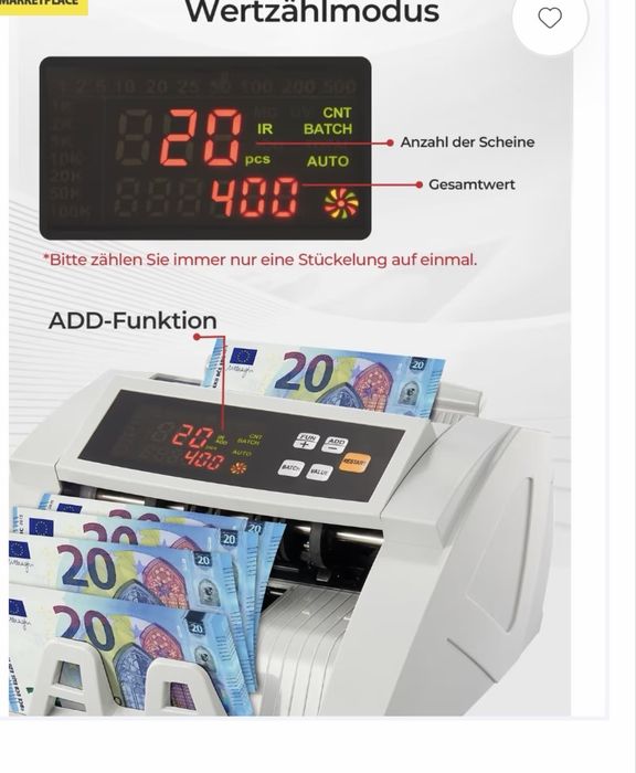 Професионална машина за броене на пари с UV/MG/IR/DD откритие – Черен